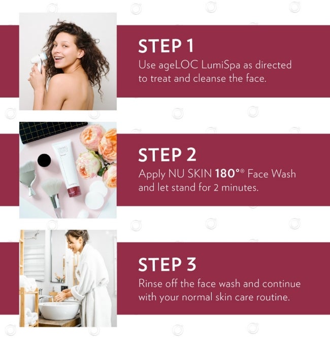 180 Article new skin care routine combining ageloc lumispa and nu skin 180 face wash in three steps